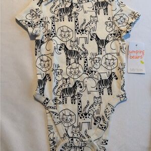 Jumping Beans Cream and Black Animal Bodysuit